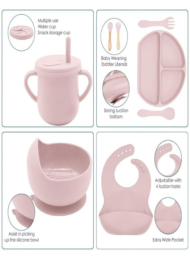 Dormlony 100% Silicone baby feeding set,BPA free Baby dishes set with Suction Bowl Divided Plate,Toddler Self Feeding Dish Set with Spoons Forks Sippy Cup And Bib, Baby Eating Utensils (Lilac) - Image 4